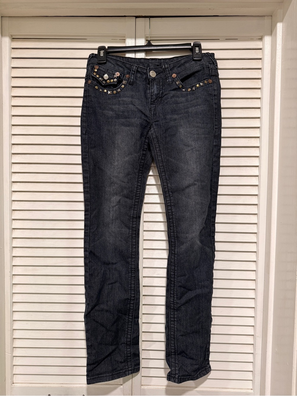 Dark Wash Black True Religion Studded Women’s Jeans